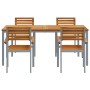 Conjunto de Comedor de Jardín 5 pcs Gris y marrón