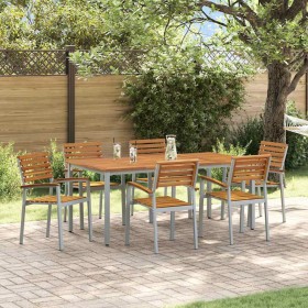 Conjunto de Comedor de Jardín 7 pcs Gris y marrón