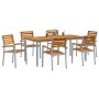 Conjunto de Comedor de Jardín 7 pcs Gris y marrón