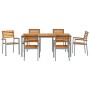 Conjunto de Comedor de Jardín 7 pcs Gris y marrón