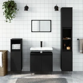Armario de baño madera de ingeniería negro 58x33x60 cm de vidaXL, Tocadores de baño - Ref: Foro24-831581, Precio: 49,72 €, De...
