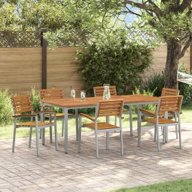 Conjunto de Comedor de Jardín 7 pcs Gris y marrón