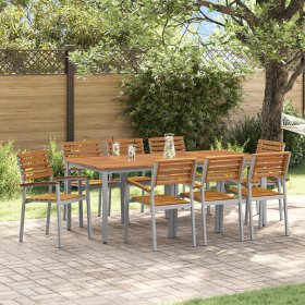 Conjunto de Comedor de Jardín 9 pcs Gris y marrón
