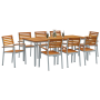 Conjunto de Comedor de Jardín 9 pcs Gris y marrón