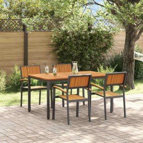 Conjunto de Comedor de Jardín 5 pcs Negro y marrón