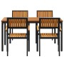 Conjunto de Comedor de Jardín 5 pcs Negro y marrón