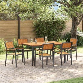 Conjunto de Comedor de Jardín 7 pcs Negro y marrón