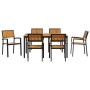 Conjunto de Comedor de Jardín 7 pcs Negro y marrón
