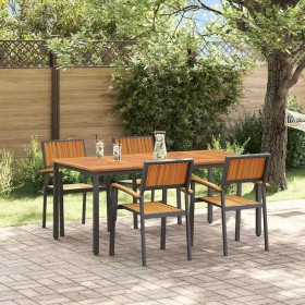 Conjunto de Comedor de Jardín 5 pcs Negro y marrón