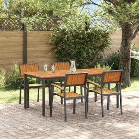 Conjunto de Comedor de Jardín 5 pcs Negro y marrón