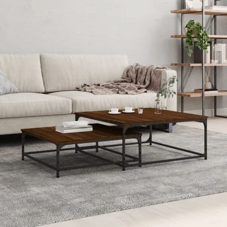 Stackable coffee tables 2 pieces engineered wood brown oak by vidaXL, Coffee table - Ref: Foro24-832822, Price: 75,77 €, Disc...