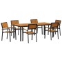 Conjunto de Comedor de Jardín 7 pcs Negro y marrón