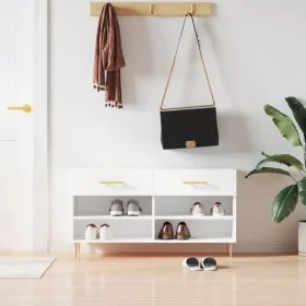 White engineered wood shoe bench 102x35x55 cm by vidaXL, Shoe racks and shoe organizers - Ref: Foro24-829724, Price: 54,93 €,...