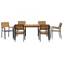 Conjunto de Comedor de Jardín 7 pcs Negro y marrón