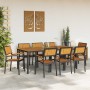 Conjunto de Comedor de Jardín 9 pcs Negro y marrón