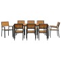 Conjunto de Comedor de Jardín 9 pcs Negro y marrón