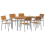 Conjunto de Comedor de Jardín 7 pcs Gris y marrón