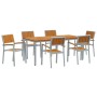 Conjunto de Comedor de Jardín 7 pcs Gris y marrón