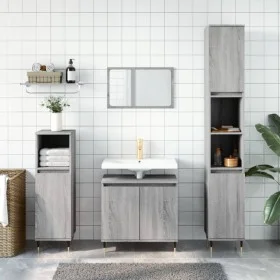 Sonoma gray engineered wood bathroom cabinet 58x33x60 cm by vidaXL, bathroom vanities - Ref: Foro24-831578, Price: 43,79 €, D...