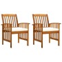 Sillas de comedor jardín 2 uds con cojines madera maciza acacia