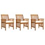 Garden dining chairs 3 units with solid acacia wood cushions by vidaXL, Garden chairs - Ref: Foro24-312129, Price: 267,36 €, ...