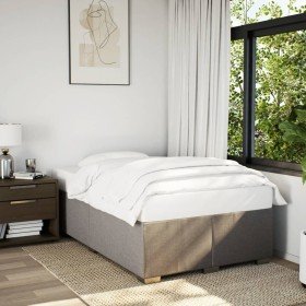 Estructura de cama sin colchón tela gris taupe 120x190 cm Estructura de cama sin colchón tela gris taupe 120x190 cm