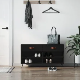 Black engineered wood shoe bench 102x35x55 cm by vidaXL, Shoe racks and shoe organizers - Ref: Foro24-829709, Price: 56,99 €,...