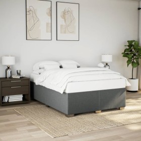 Cama sin colchón tela gris oscuro 140x190 cm