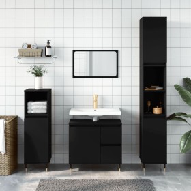 Badezimmerschrank aus schwarzem Sperrholz, 65 x 33 x 60 cm von vidaXL, Badezimmerwaschtische - Ref: Foro24-831597, Preis: 59,...