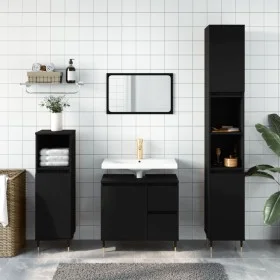 Badezimmerschrank aus schwarzem Sperrholz, 65 x 33 x 60 cm von vidaXL, Badezimmerwaschtische - Ref: Foro24-831597, Preis: 59,...