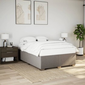 Cama sin colchón tela gris taupe 140x190 cm