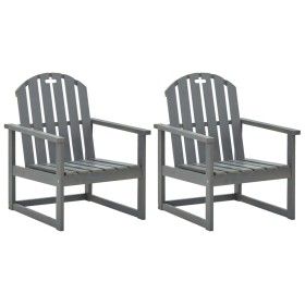 Sillones de jardín 2 unidades madera maciza de acacia gris de vidaXL, Sillas de jardín - Ref: Foro24-312419, Precio: 181,34 €...