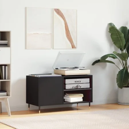 Black engineered wood record cabinet 85x38x48 cm by vidaXL, CD and DVD storage - Ref: Foro24-831693, Price: 49,03 €, Discount: %