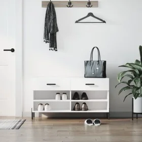 White engineered wood shoe bench 102x35x55 cm by vidaXL, Shoe racks and shoe organizers - Ref: Foro24-829748, Price: 62,47 €,...