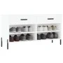 White engineered wood shoe bench 102x35x55 cm by vidaXL, Shoe racks and shoe organizers - Ref: Foro24-829748, Price: 62,47 €,...