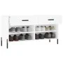 White engineered wood shoe bench 102x35x55 cm by vidaXL, Shoe racks and shoe organizers - Ref: Foro24-829748, Price: 62,47 €,...
