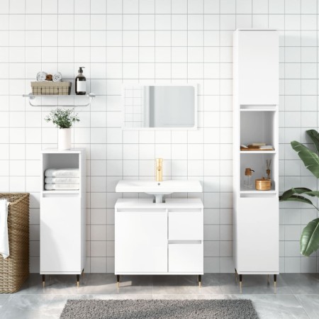 Glossy white plywood bathroom cabinet 65x33x60 cm by vidaXL, bathroom vanities - Ref: Foro24-831598, Price: 83,85 €, Discount: %