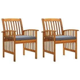 Garten-Esszimmerstühle, 2 Einheiten, mit Kissen aus massivem Akazienholz von vidaXL, Gartenstühle - Ref: Foro24-312130, Preis...