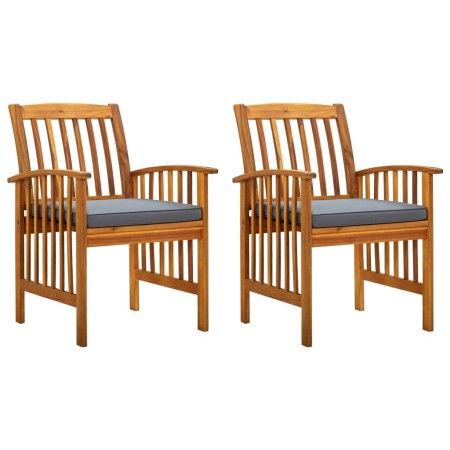 Garten-Esszimmerstühle, 2 Einheiten, mit Kissen aus massivem Akazienholz von vidaXL, Gartenstühle - Ref: Foro24-312130, Preis...