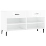Glossy white engineered wood shoe bench 102x35x55 cm by vidaXL, Shoe racks and shoe organizers - Ref: Foro24-829758, Price: 5...