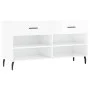 Glossy white engineered wood shoe bench 102x35x55 cm by vidaXL, Shoe racks and shoe organizers - Ref: Foro24-829758, Price: 5...