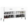 Glossy white engineered wood shoe bench 102x35x55 cm by vidaXL, Shoe racks and shoe organizers - Ref: Foro24-829758, Price: 5...