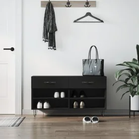 Engineered wood black shoemaker bench 102x35x55 cm by vidaXL, Shoe racks and shoe organizers - Ref: Foro24-829733, Price: 56,...