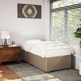 Estructura cama sin colchón cuero sintético capuchino 80x200 cm Estructura cama sin colchón cuero sintético capuchino 80x200 cm