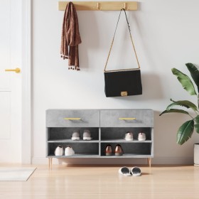 Betongraue Schuhbank aus Holzwerkstoff, 102 x 35 x 55 cm von vidaXL, Schuhregale und Schuhorganisatoren - Ref: Foro24-829728,...