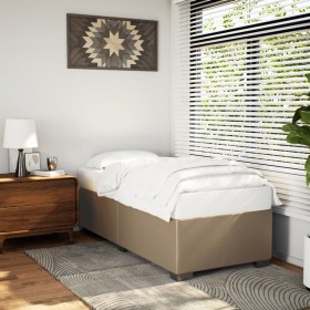 Estructura cama sin colchón cuero sintético capuchino 90x190 cm Estructura cama sin colchón cuero sintético capuchino 90x190 cm