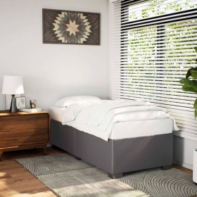 Estructura de cama sin colchón cuero sintético gris 90x200 cm