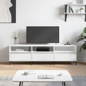 Mueble de TV madera contrachapada blanco 150x30x44,5 cm