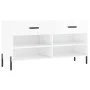 Engineered wood white gloss shoemaker bench 102x35x55 cm by vidaXL, Shoe racks and shoe organizers - Ref: Foro24-829750, Pric...