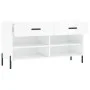 Engineered wood white gloss shoemaker bench 102x35x55 cm by vidaXL, Shoe racks and shoe organizers - Ref: Foro24-829750, Pric...